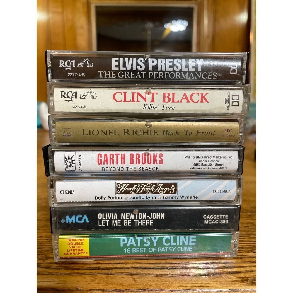 Seven Cassette tapes Brooks Presley Richie Cline Newton John